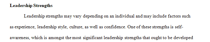 Write a brief essay identifying leadership strengths.