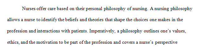 Write a brief page on your philosophy of advanced practice nursing in primary care
