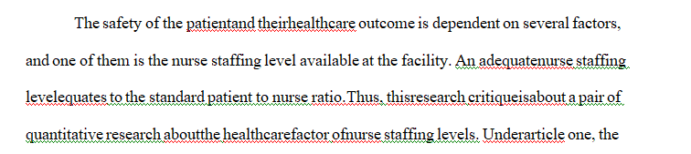 Write a critical appraisal that demonstrates comprehension of two quantitative research studies