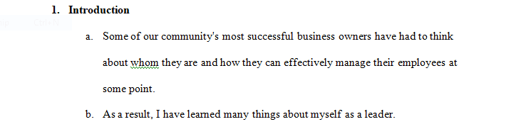 You have been asked to create an outline and state which of the five leadership styles