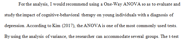 A researcher wishes to study the effect of cognitive behavior therapy on young people diagnosed with depression.
