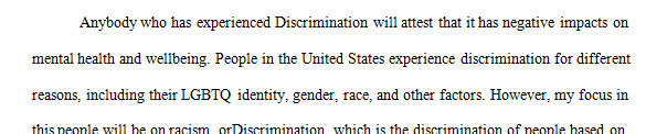 Racism discrimination that only based on skin color race or other racial reasons should be abolish