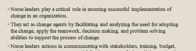 The Role of the Nurse Leader