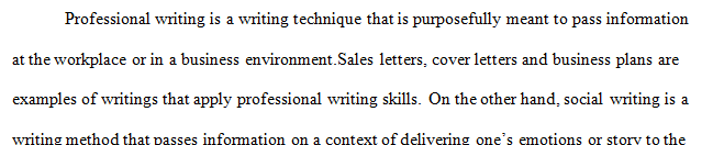 What are the distinctions between professional social and personal writing