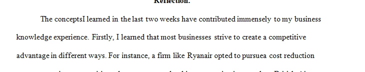 Write a short reflection paper explaining how it contributed to your general business education experience.
