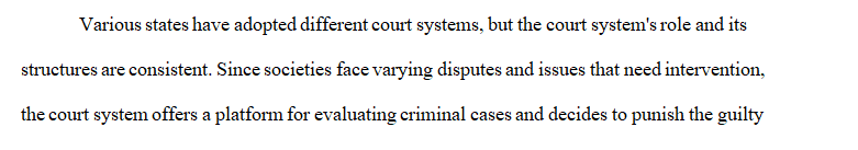Explain the four layers of the typical state court system and describe the types of cases heard at each level.