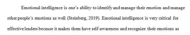 One of the five elements of emotional intelligence is self-awareness.