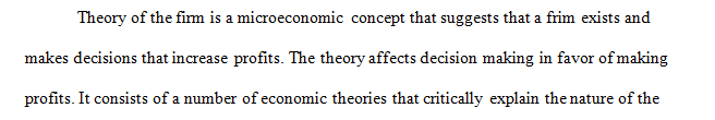 Research the term Theory of the Firm and post a scholarly definition.