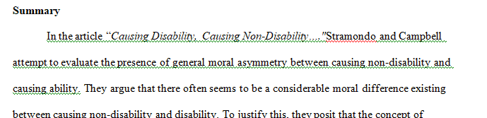 Summarize both articles briefly. Explain Stramando and Campbell's main point in their article