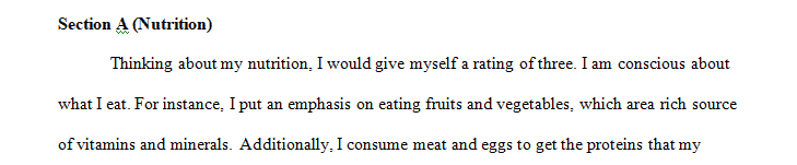 Think about your own nutrition and diet.