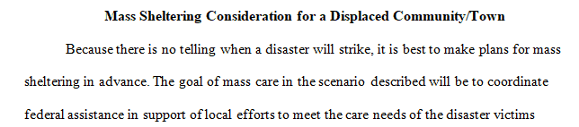 Crafting a plan for sheltering displaced persons in a rural community with one critical access hospital