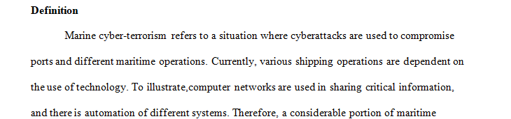 Define and give examples of maritime Cyber terrorism