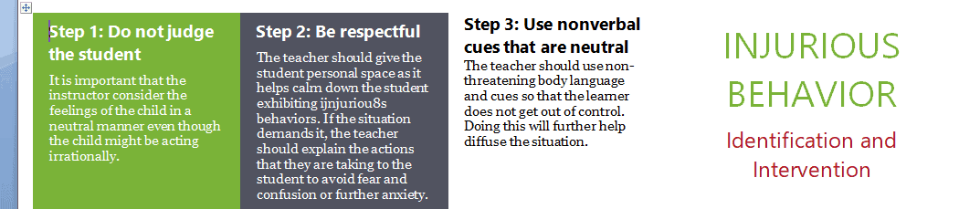 Design a handout for paraprofessionals and substitute teachers that provides a visual representation of an intervention plan for a classroom.