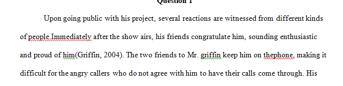 Discuss in detail some of the specific reactions when Griffin’s project is made public.