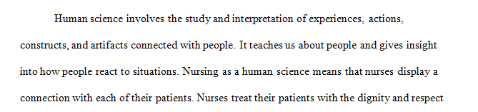Discuss what is meant by nursing as a human science and how the philosophy and mission of Lehman College