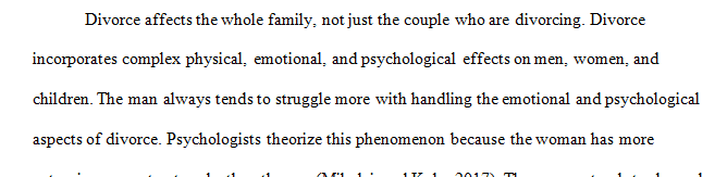 Divorce affects the whole family not just the couple who are divorcing.  
