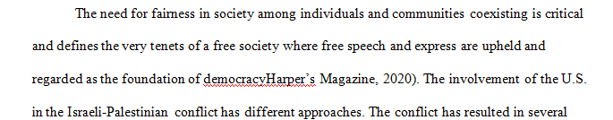 In the discussion about fairness in today’s class, I brought up the example of the Israeli-Palestinian conflict
