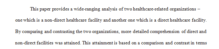 Identify a direct and non-direct healthcare facility.