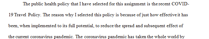 Pick any policy addressing public health issues in the USA
