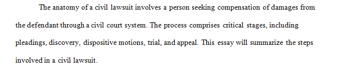 Provide a summary of the anatomy of a civil lawsuit
