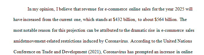 What do you believe is the forecast for e-commerce online sales for 2025 and how much did the pandemic influence the projection