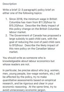 Choose one of the provided topics and write a brief policy.