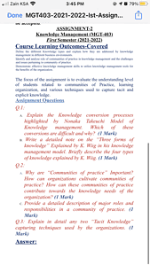 Explain the Knowledge conversion processes highlighted by Nonaka Takeuchi Model of Knowledge management.