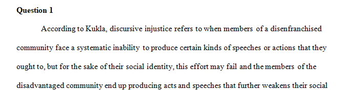 According to Q. Kukla what is discursive injustice