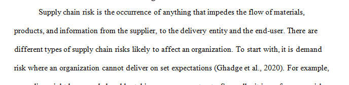 Define supply chain risk resilience and how risk can be managed