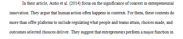 Find a peer-reviewed scholarly journal article (Autio et al, 2014) discussing government planning and or entrepreneurial innovation.