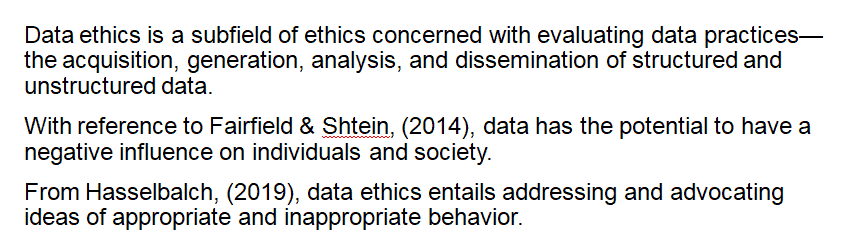 Focus on ONE of the following area of ethics and its financial implications