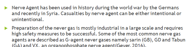 Review and summarize the attached file about the nerve agent release agent attack
