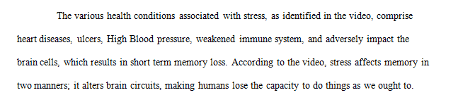 Identify the various diseases associated with stress.