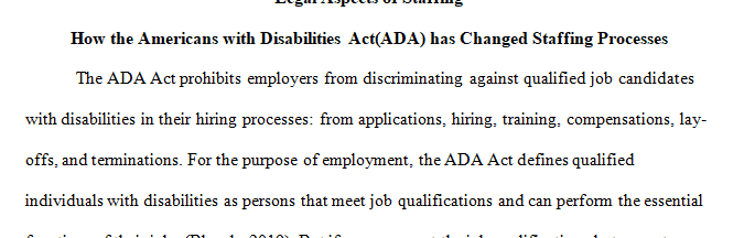 Select one of the governmental activities or programs and explain how it influences a company’s hiring process.