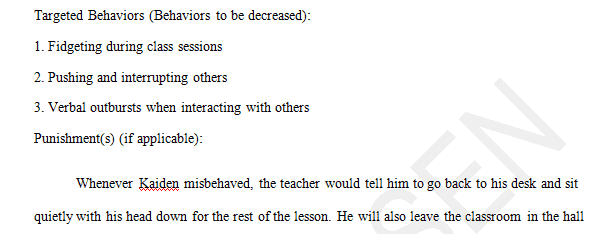 The school has asked Brian to help formulate a Behavior Plan by completing two documents.