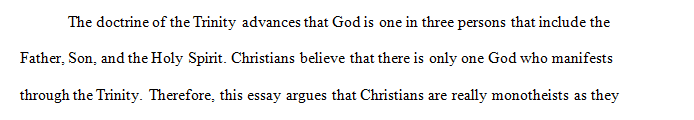 Write a 400-500 word essay Given the doctrine of the Trinity are Christians really monotheists