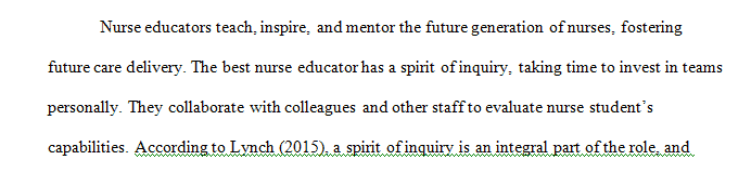 Create a two-page plan addressing the scholarship service and teaching elements of a specific nurse educator role in a specific context.