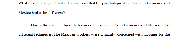 M2 Discussion: Cultural Differences in Psychological Contracts
