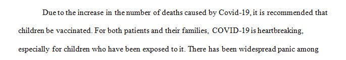 Essay to be on the COVID-19 vaccinations for Children