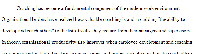 Evaluation of what information a new coach may need to know as they enter into the field of coaching.