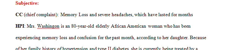 Present the full complex case study. Include chief complaint; history of present illness