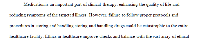There are many ethical and moral decisions to be made when drugs are available in a health care facility.