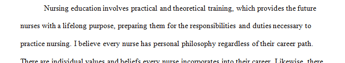Write a 3 page nurse educator philosophy