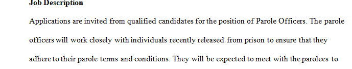 You are a parole officer, and your supervisor has asked you to assist in hiring new officers for the office.