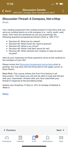 Your reading assignment this module presents 5 decisions that can serve as cardinal points on a life compass
