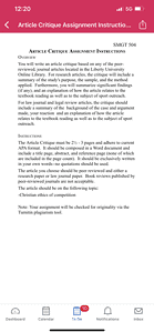 Write an article critique based on any of the peer-reviewed