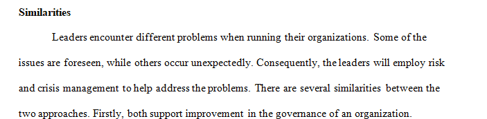 Compare and contrast risk versus crisis management.