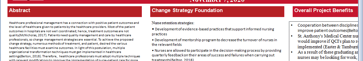 Create a poster for a presentation about a quality improvement (QI) project or plan that builds on the work you completed in the first two assessments.