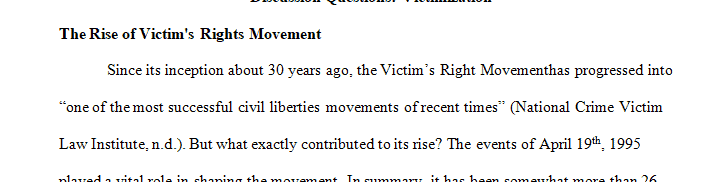Summarize one event contributing to the rise of the victims' rights movement.