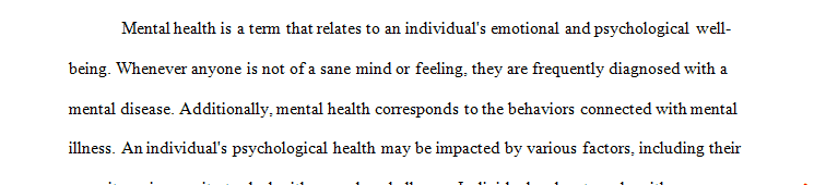 Write your own definition for the term mental health.